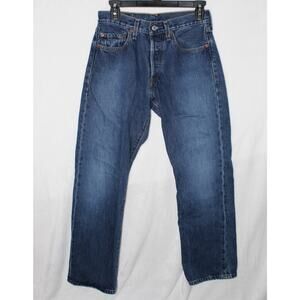 Levi's 501 Button Fly Jeans in Dark Wash, 100% Cotton, Style 15501-0186